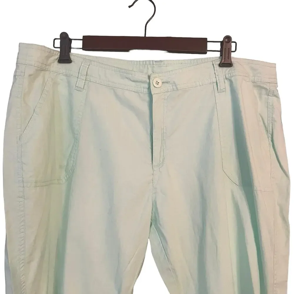 Garnet Hill Green Summer Pants 100% Cotton Preppy Golf Womans 12